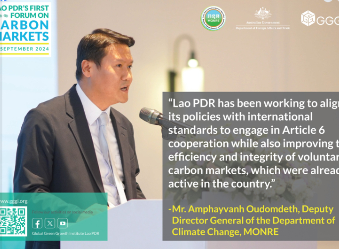 "ສປປ ລາວ ໄດ້ສ້າງນິຕິກໍາ ແລະ ກົນໄກຂອງຕົນໃຫ້ສອດຄ່ອງຕາມມາດຕະຖານສາກົນ ເພື່ອເຂົ້າຮ່ວມກົນໄກການຮ່ວມມື ພາຍໃຕ້ມາດຕາ 6 ຂອງສັນຍາປາຣີ, ພ້ອມທັງປັບປຸງປະສິດທິພາບຂອງກົນໄກຕະຫຼາດກາກບອນແບບສະໝັກໃຈ ທີ່ກໍາລັງຈັດຕັ້ງປະຕິບັດຢູ່ພາຍໃນປະເທດ."